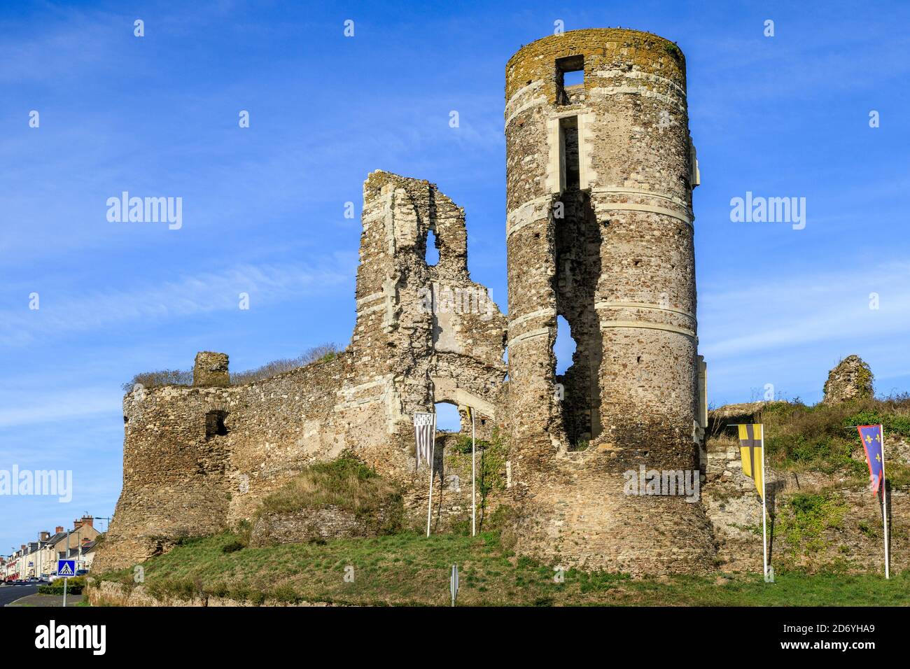 France, Maine et Loire, Champtoce sur Loire, Château de Champtoce où est né Gilles de Rais // France, Maine-et-Loire (49), Champtocé-sur-Loire, c Banque D'Images