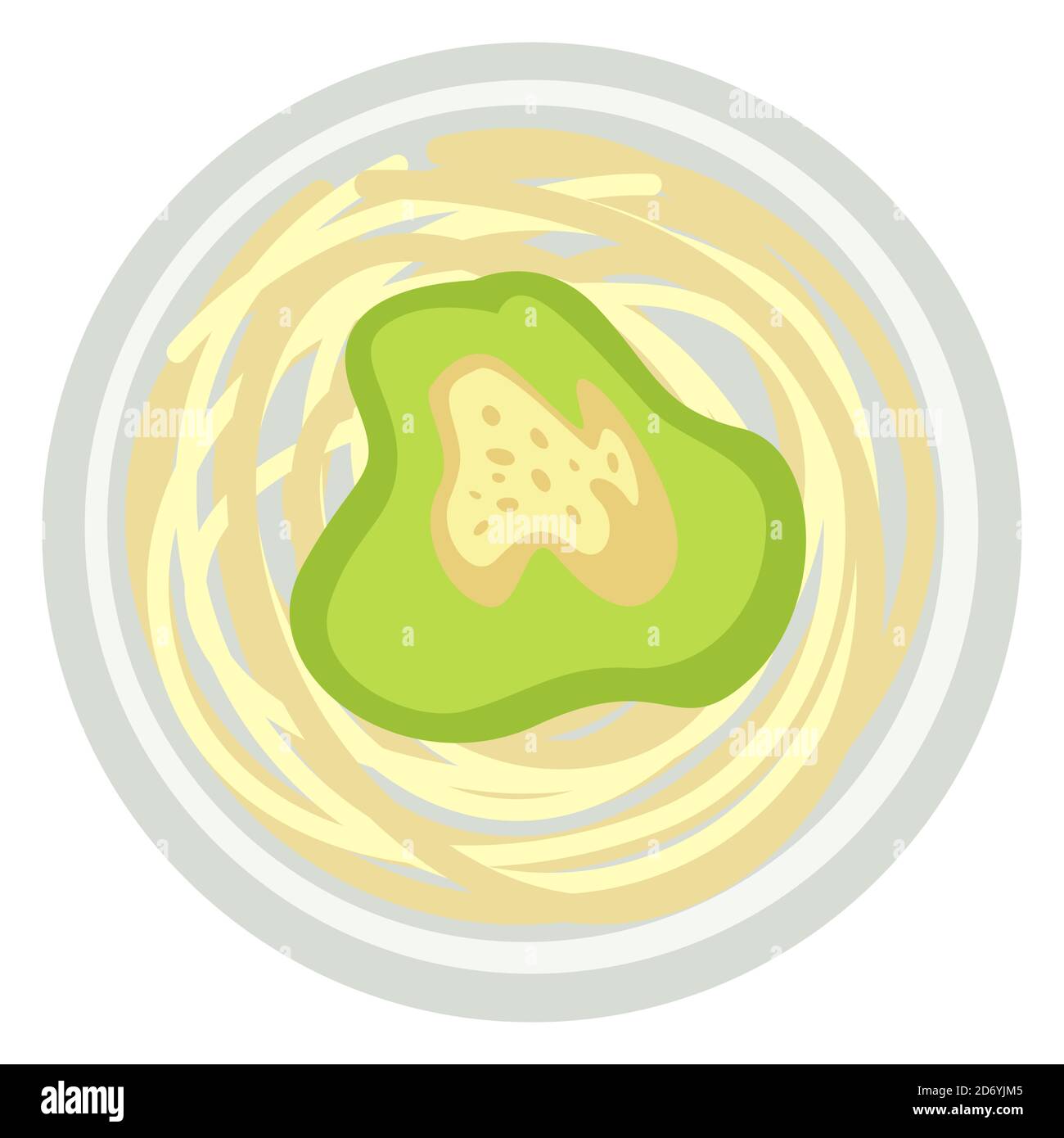 Pesto avec spaghetti ou nouilles avec sauce à l'avocat Illustration de Vecteur