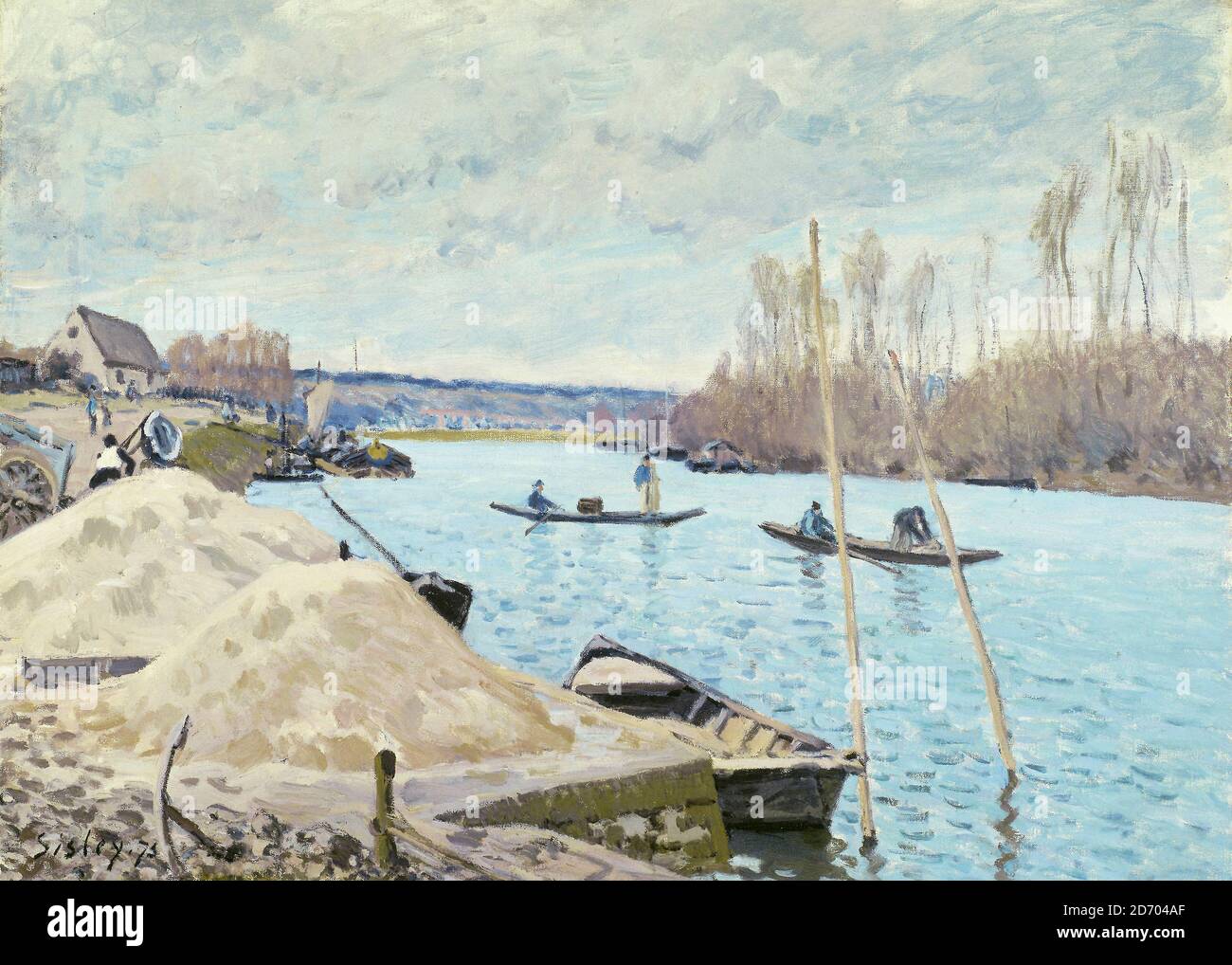 Alfred Sisley, la Seine à Port-Marly, les pieux de sable, peinture paysagère, 1875 Banque D'Images