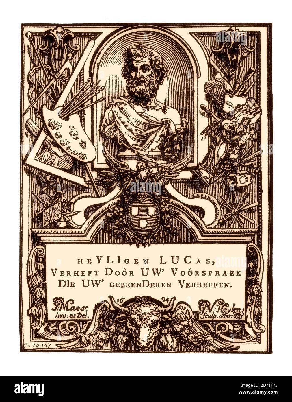 Luke l'évangéliste par Gonzales van Heylen, Anvers 1694, télécopie, 19e siècle Banque D'Images