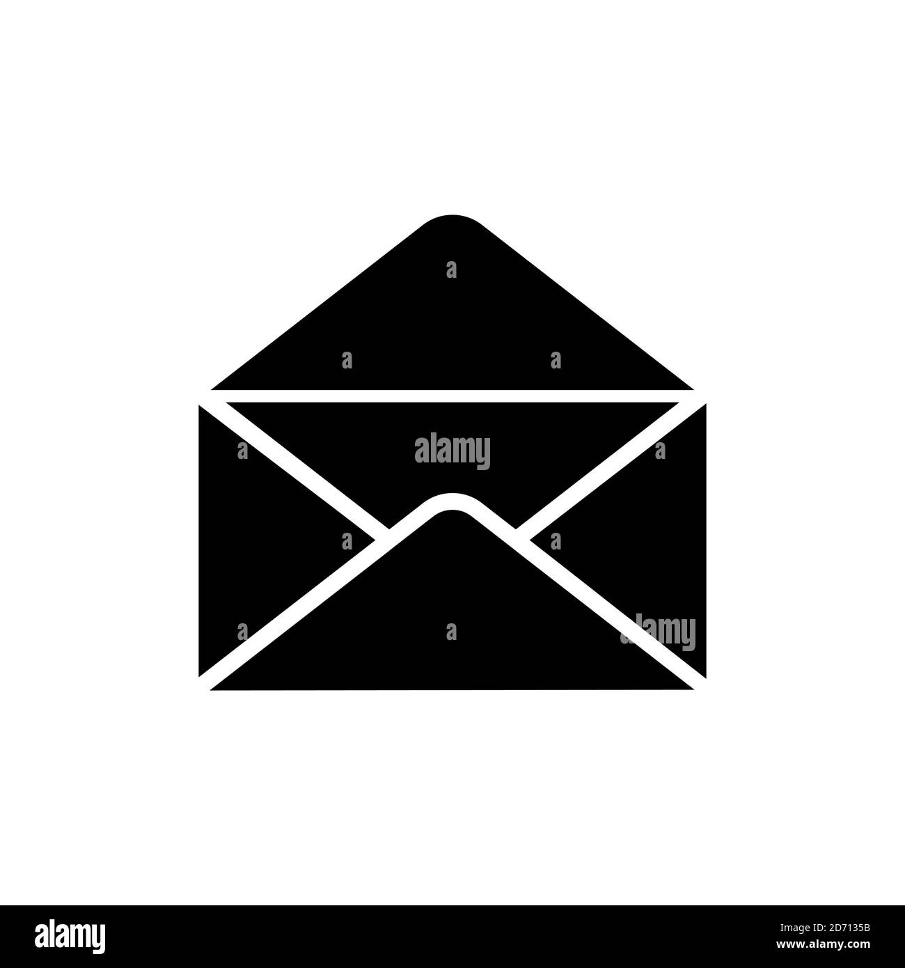 Icône d'enveloppe ouverte noire dans le style plat symbole Mail Illustration de Vecteur