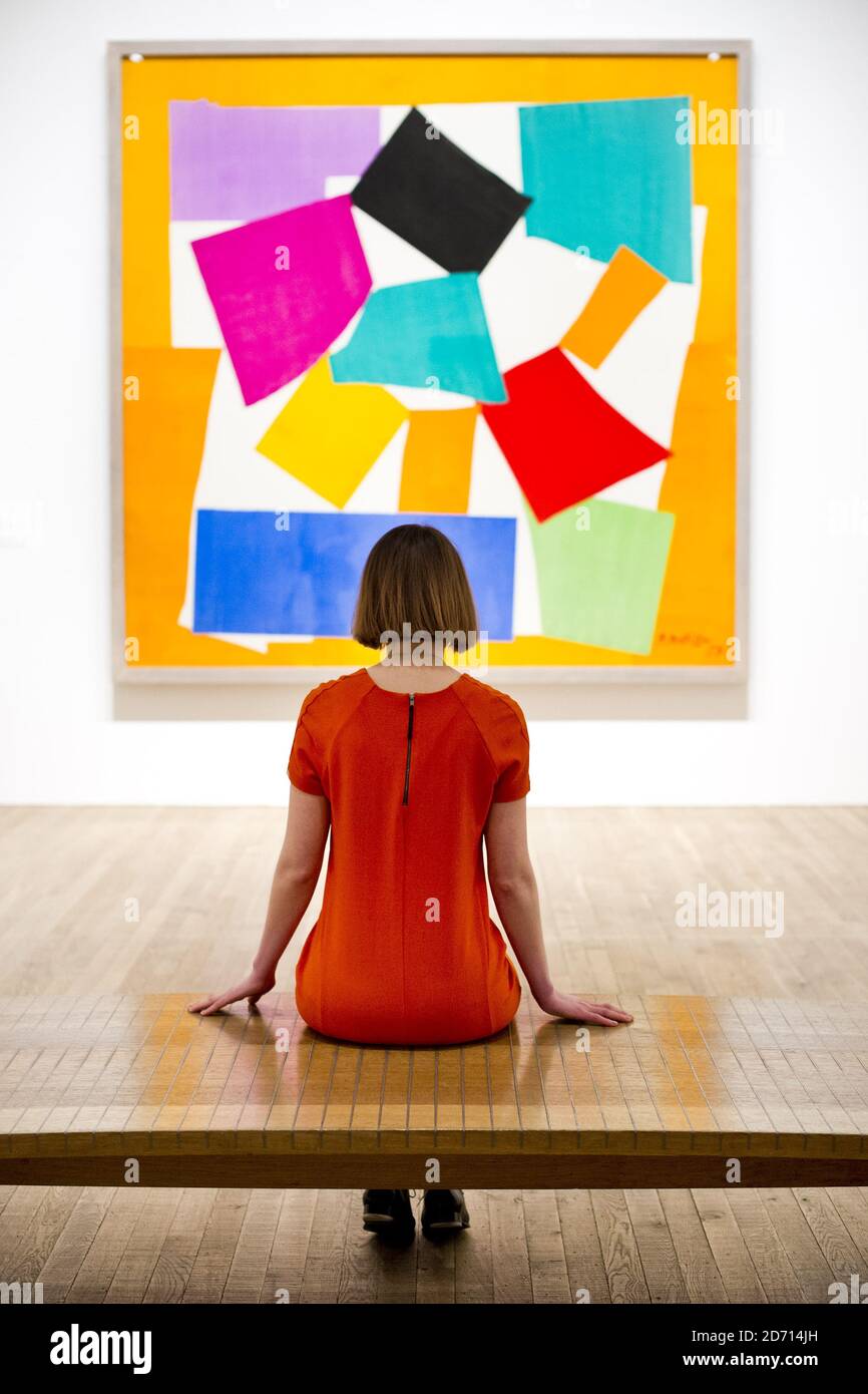 Les visiteurs assistent à l'avant-première d'Henri Matisse: The Cut-outs, au Tate Modern de Londres. L'exposition des œuvres tardives de Matisse se déroulera du 14 avril au 7 septembre 2014. Banque D'Images Les visiteurs assistent à l'avant-première d'Henri Matisse: The Cut-outs, au Tate Modern de Londres. L'exposition des œuvres tardives de Matisse se déroulera du 14 avril au 7 septembre 2014. Banque D'Images