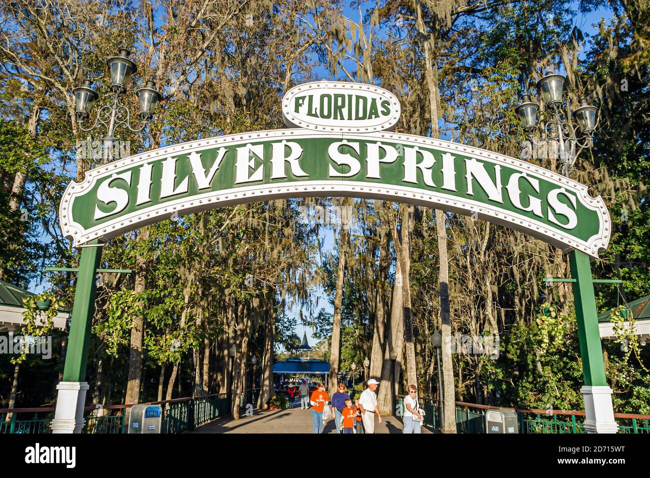 Parc à thème Florida Silver Springs nature 1878, panneau d'entrée avant arche, Banque D'Images
