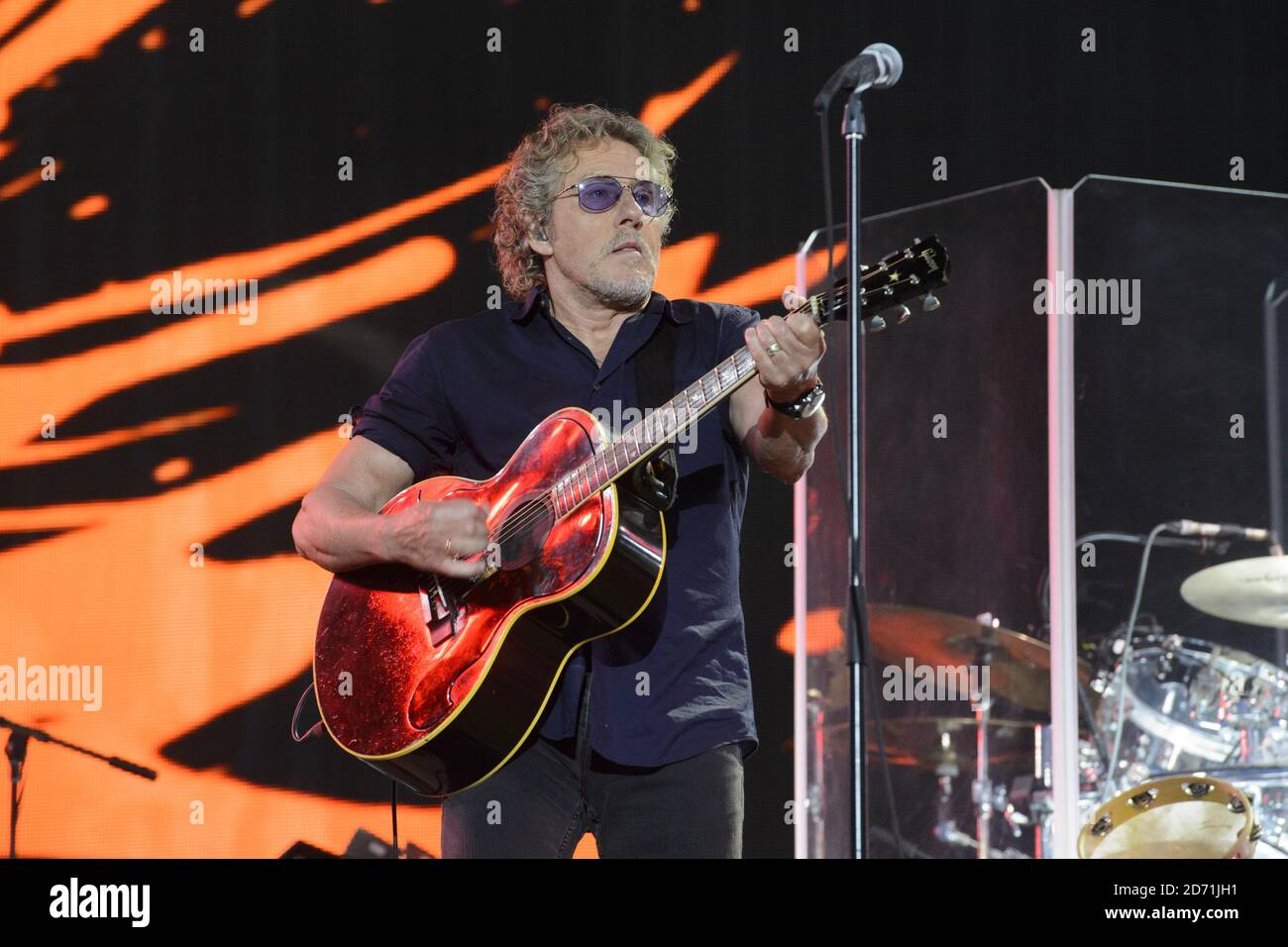 Roger Daltrey de l'OMS qui se présente au Festival Glastonbury, à la ferme digne de Somerset. Banque D'Images