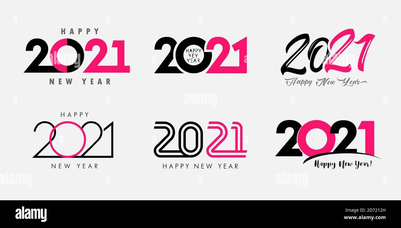 Grand ensemble de 2021 logos de bonne année. 20 21 modèle de conception de numéro de Noël. Collection de 2021 symboles typographiques de Noël. Bannière vectorielle Illustration de Vecteur
