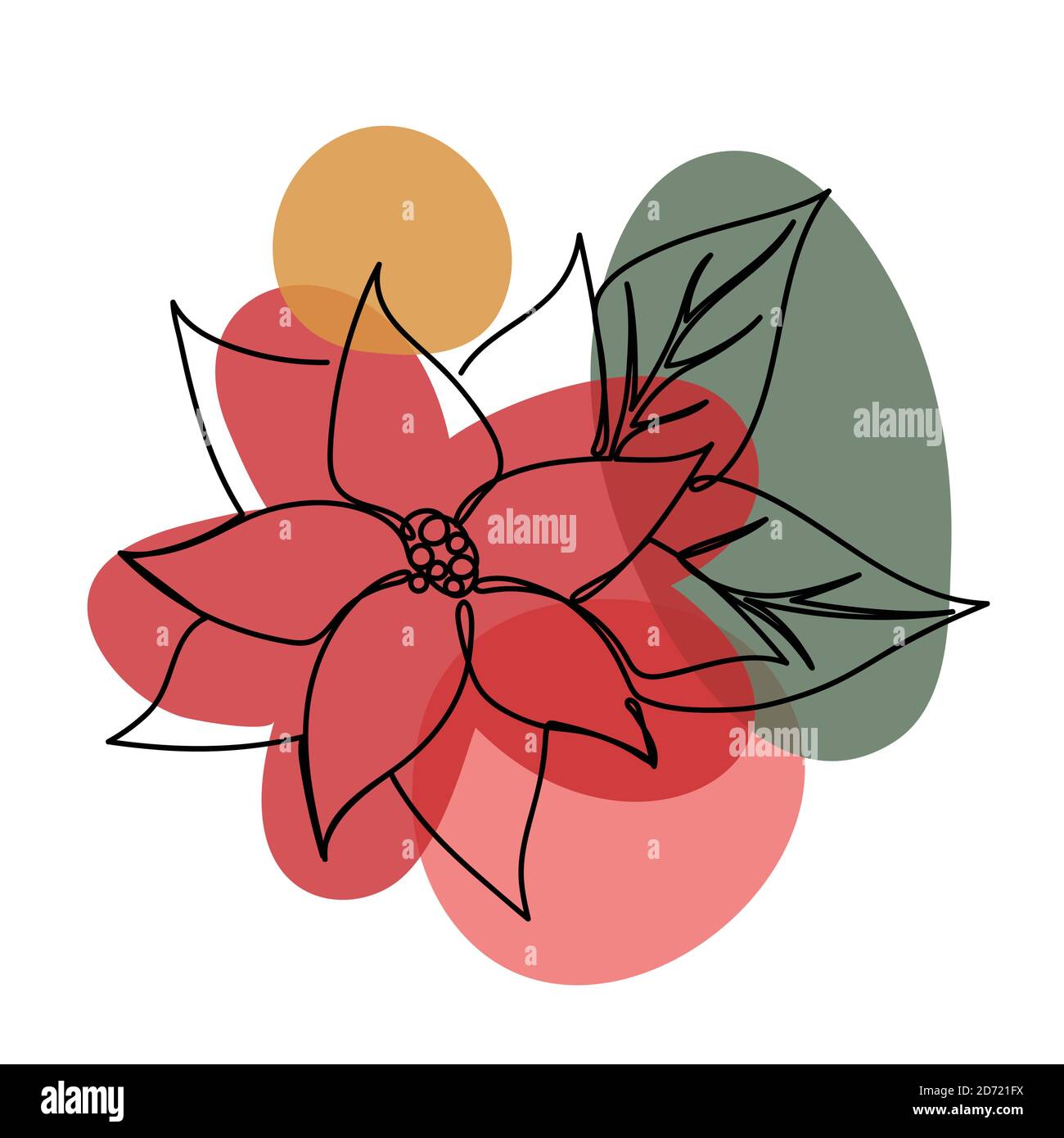 Fleur de Noël de style linéaire dessiné à la main. Illustration de Vecteur