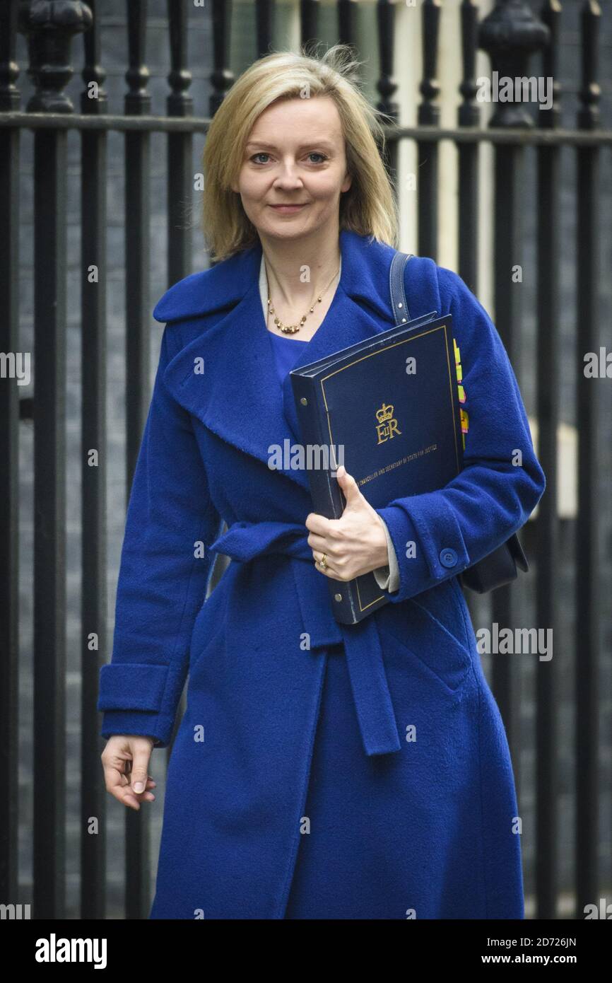 Elizabeth Truss, députée, Lord Chancellor et secrétaire d'État à la Justice, assistait à une réunion du cabinet à Downing Street, Londres. Date de la photo: Mardi 17 janvier 2016. Le crédit photo devrait se lire: Matt Crossick/ EMPICS Entertainment. Banque D'Images