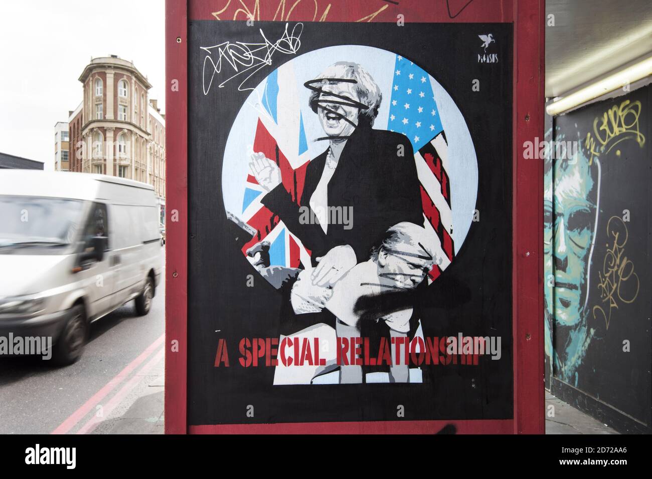 Une fausse affiche électorale sur un mur à Shoreditch, dans l'est de Londres. Date de la photo: Mardi 9 mai 2017. Le crédit photo devrait se lire: Matt Crossick/ EMPICS Entertainment. Banque D'Images