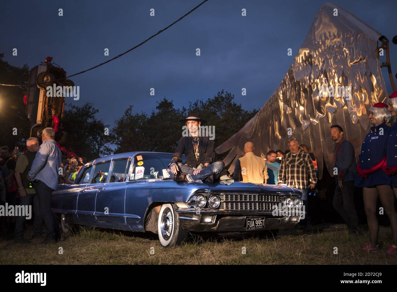 Johnny Depp photographié lors d'une projection du Libertine, au cinéma drive-in Cineramageddon, pendant le festival Glastonbury à la ferme de Carry à Pilton, Somerset. Date de la photo: Vendredi 23 juin 2017. Le crédit photo devrait se lire: Matt Crossick/ EMPICS Entertainment. Banque D'Images