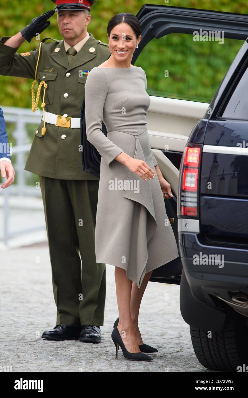 Meghan Markle, la duchesse de Sussex, photographiée à Aras an Uachtarain à Dublin, où elle a rencontré le président irlandais Michael Higgins. Date de la photo: Mercredi 11 juillet 2018. Le crédit photo devrait se lire: Matt Crossick/ EMPICS Entertainment. Banque D'Images
