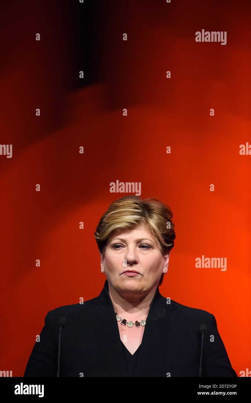 Emily Thornberry, secrétaire d'État fantôme aux Affaires étrangères et du Commonwealth, s'exprime lors de la conférence annuelle du Parti travailliste à l'Arena and Convention Centre (ACC), à Liverpool. Date de la photo: Mardi 25 septembre 2018. Le crédit photo devrait se lire: Matt Crossick/ EMPICS Entertainment. Banque D'Images