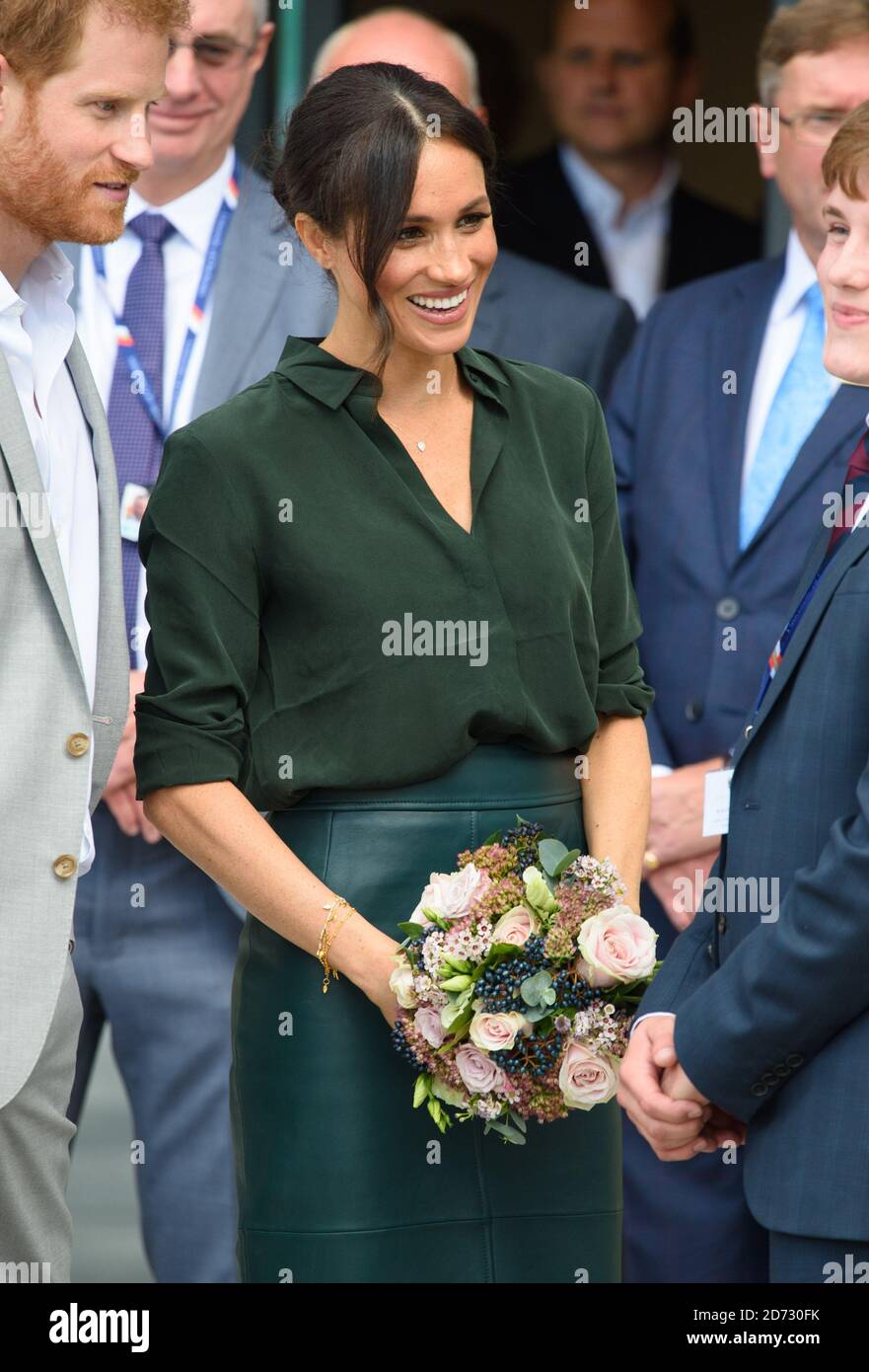 Meghan Markle, la duchesse de Sussex, quitte l'Université de Chichester, Bognor Regis, West Sussex, dans le cadre de sa première visite officielle conjointe à Sussex. Date de la photo: Mercredi 3 octobre 2018. Le crédit photo devrait se lire: Matt Crossick/ EMPICS. Banque D'Images