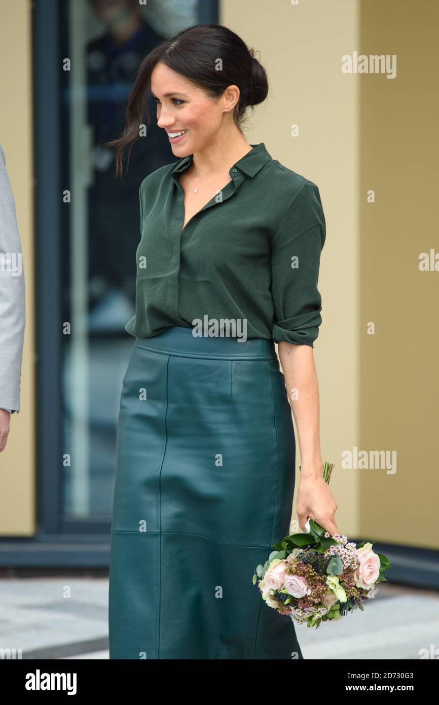 Meghan Markle, la duchesse de Sussex, quitte l'Université de Chichester, Bognor Regis, West Sussex, dans le cadre de sa première visite officielle conjointe à Sussex. Date de la photo: Mercredi 3 octobre 2018. Le crédit photo devrait se lire: Matt Crossick/ EMPICS. Banque D'Images