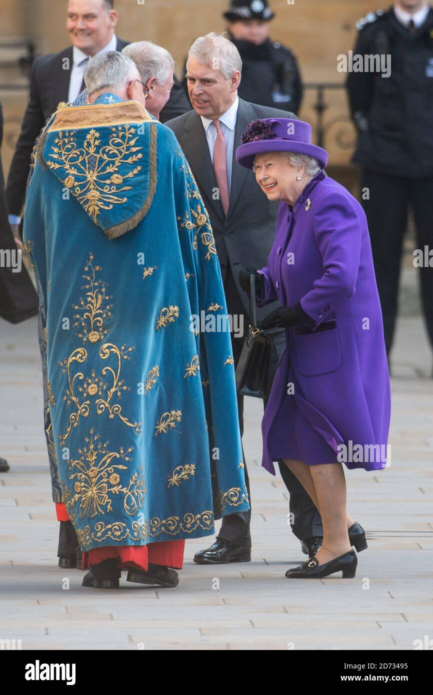 La Reine arrivant pour le Commonwealth Service à Westminster Abbey, Londres. Date de la photo: Lundi 11 mars 2018. Le crédit photo devrait se lire: Matt Crossick/Empics Banque D'Images