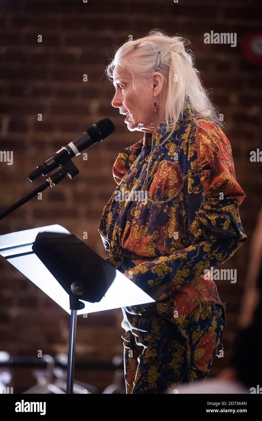 Vivienne Westwood s'exprimant lors d'un événement de procès de l'impérialisme - libre Julian Assange, à Under the Crypt à Clerkenwell, Londres. Date de la photo: Mercredi 12 juin 2019. Le crédit photo devrait se lire: Matt Crossick/Empics Banque D'Images