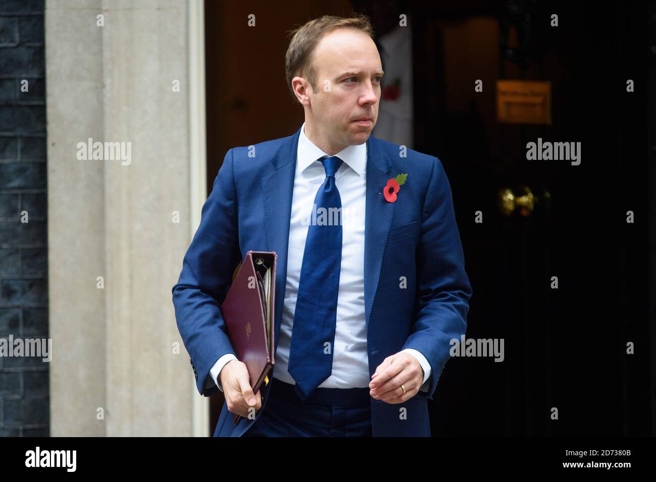 Matt Hancock, secrétaire à la Santé et aux soins sociaux, quitte une réunion du Cabinet à Downing Street, Londres. Date de la photo: Mardi 29 octobre 2019. Le crédit photo devrait se lire: Matt Crossick/Empics Banque D'Images