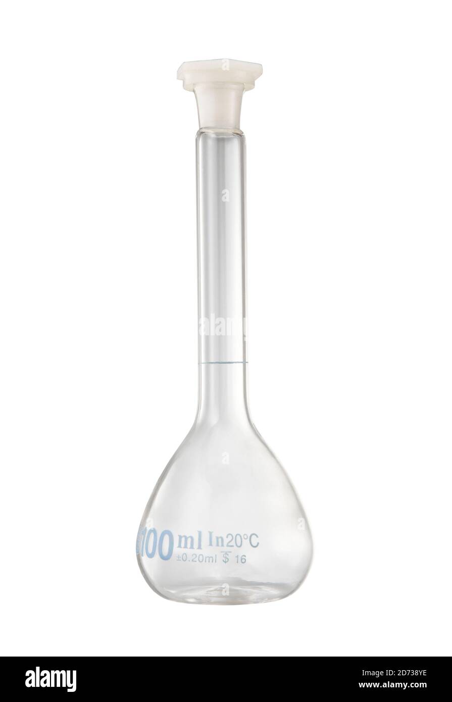 Flacon de laboratoire chimique avec flacon volumétrique liquide Banque D'Images