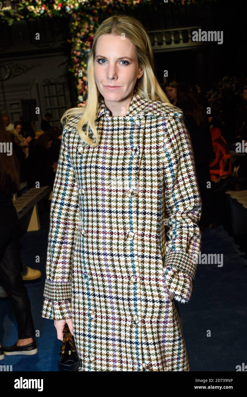 Alice Naylor-Leyland sur la première rangée lors du salon Richard Quinn à  la London Fashion week du 2020 février, au Lawrence Hall de Londres. Date  de la photo: Samedi 15 février 2020.