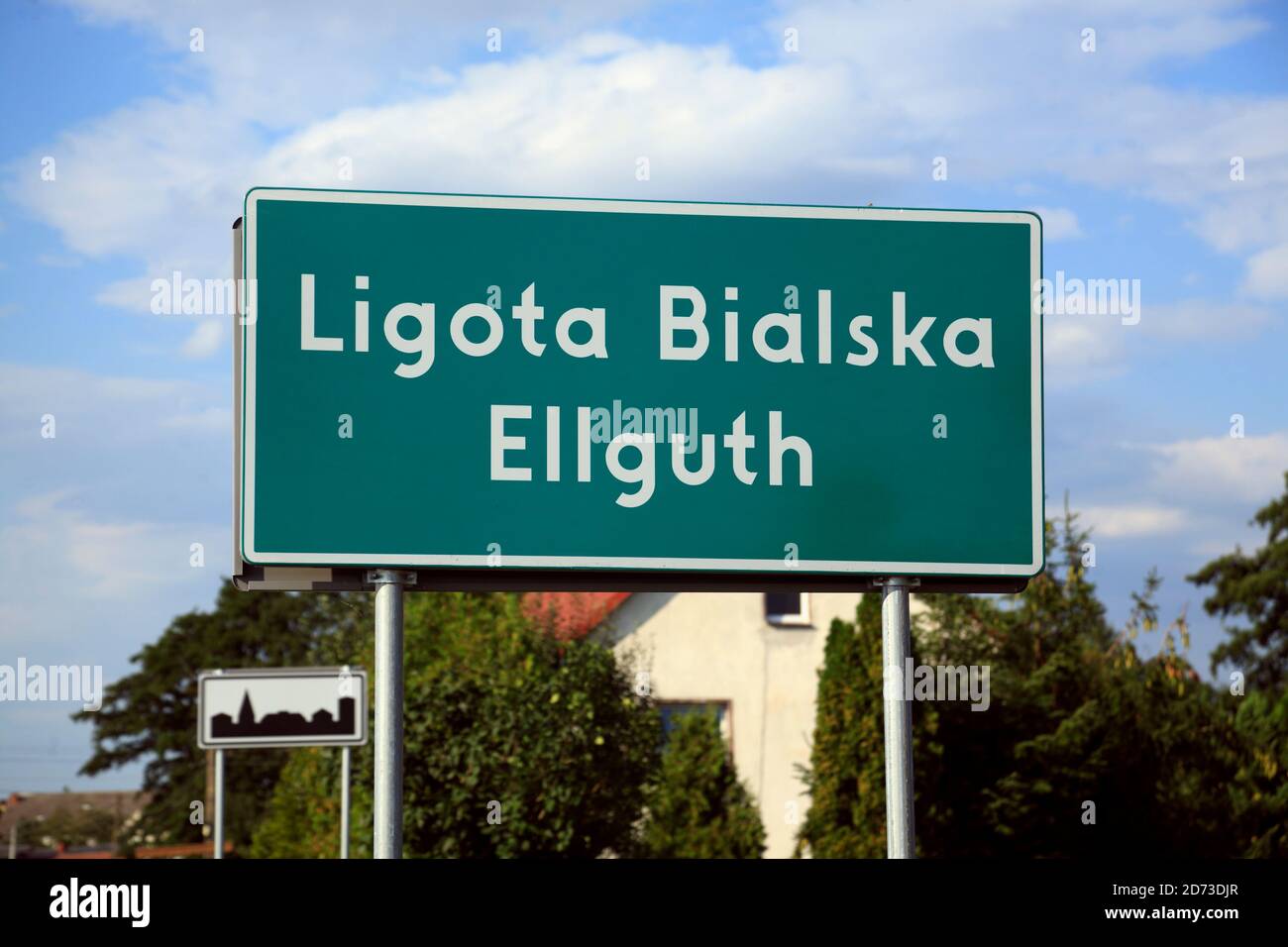 Signe du village à Ellgurh (Ligota Bialska), Silésie, Pologne, Europe Banque D'Images