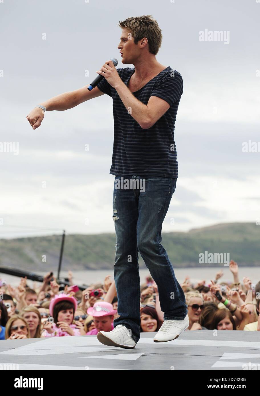 Basshunter se produit en direct à T4 sur la plage 2010 à Weston Super Mare dans Somerset. Banque D'Images