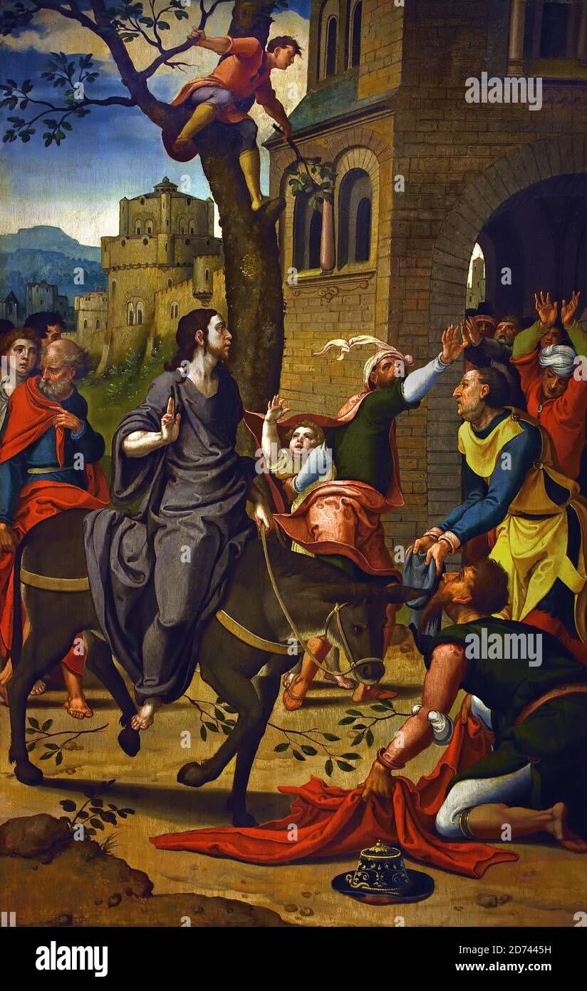 L'entrée du Christ à Jérusalem par Pieter Coecke van Aelst et/ou atelier 1530 Belge, Belgique, Flamand, pays-Bas, Néerlandais, Banque D'Images