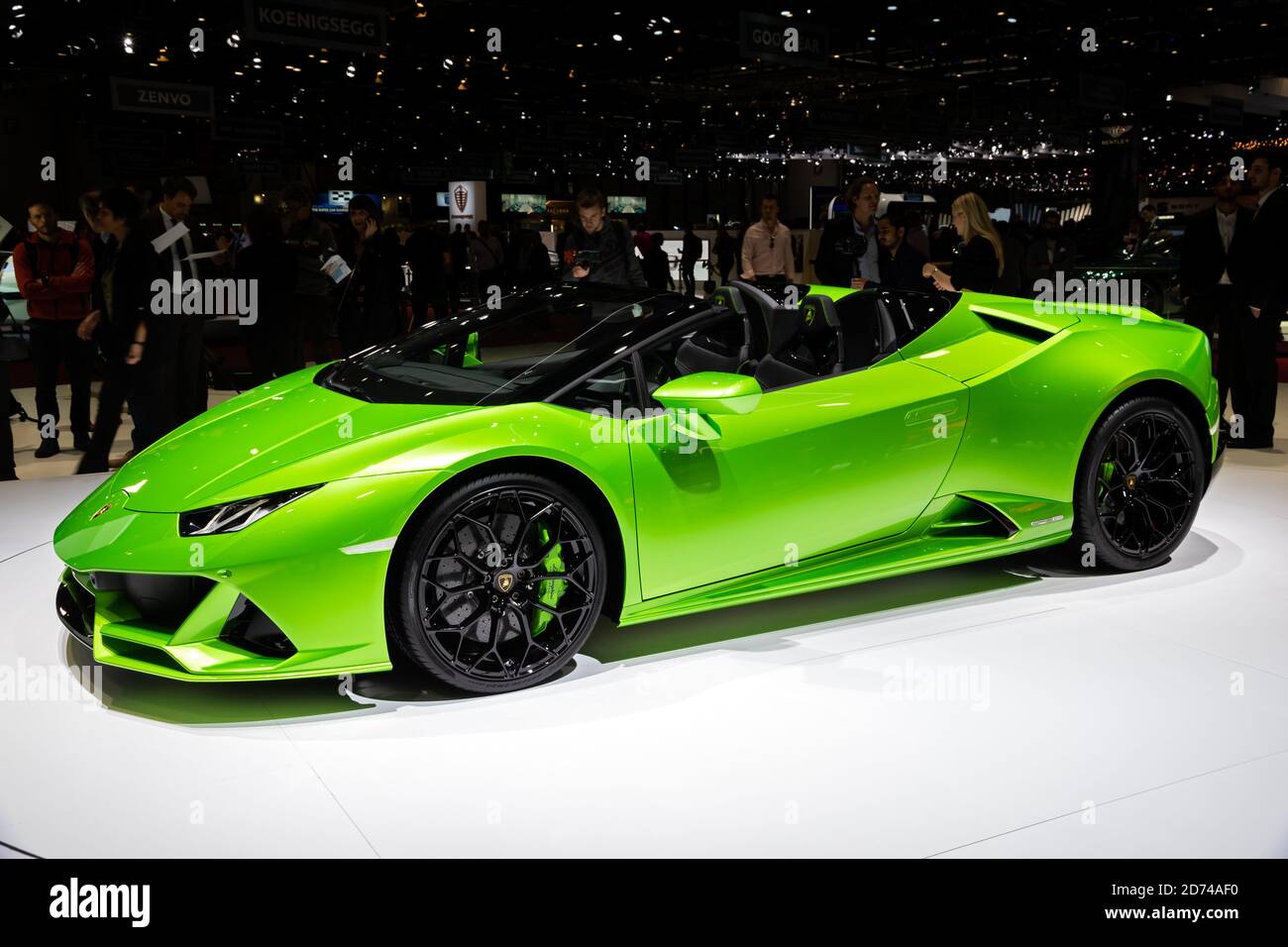 Lamborghini Huracan Evo Spyder au 89e salon international de l'automobile de Genève. Genève, Suisse - 6 mars 2019. Banque D'Images