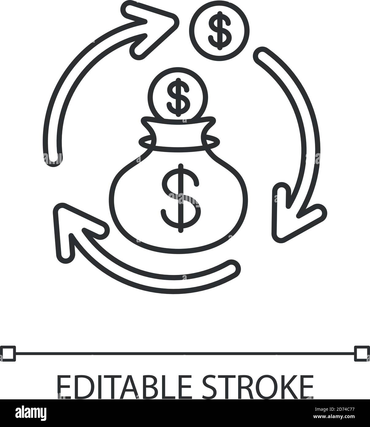 Icône linéaire de synergie des revenus Illustration de Vecteur