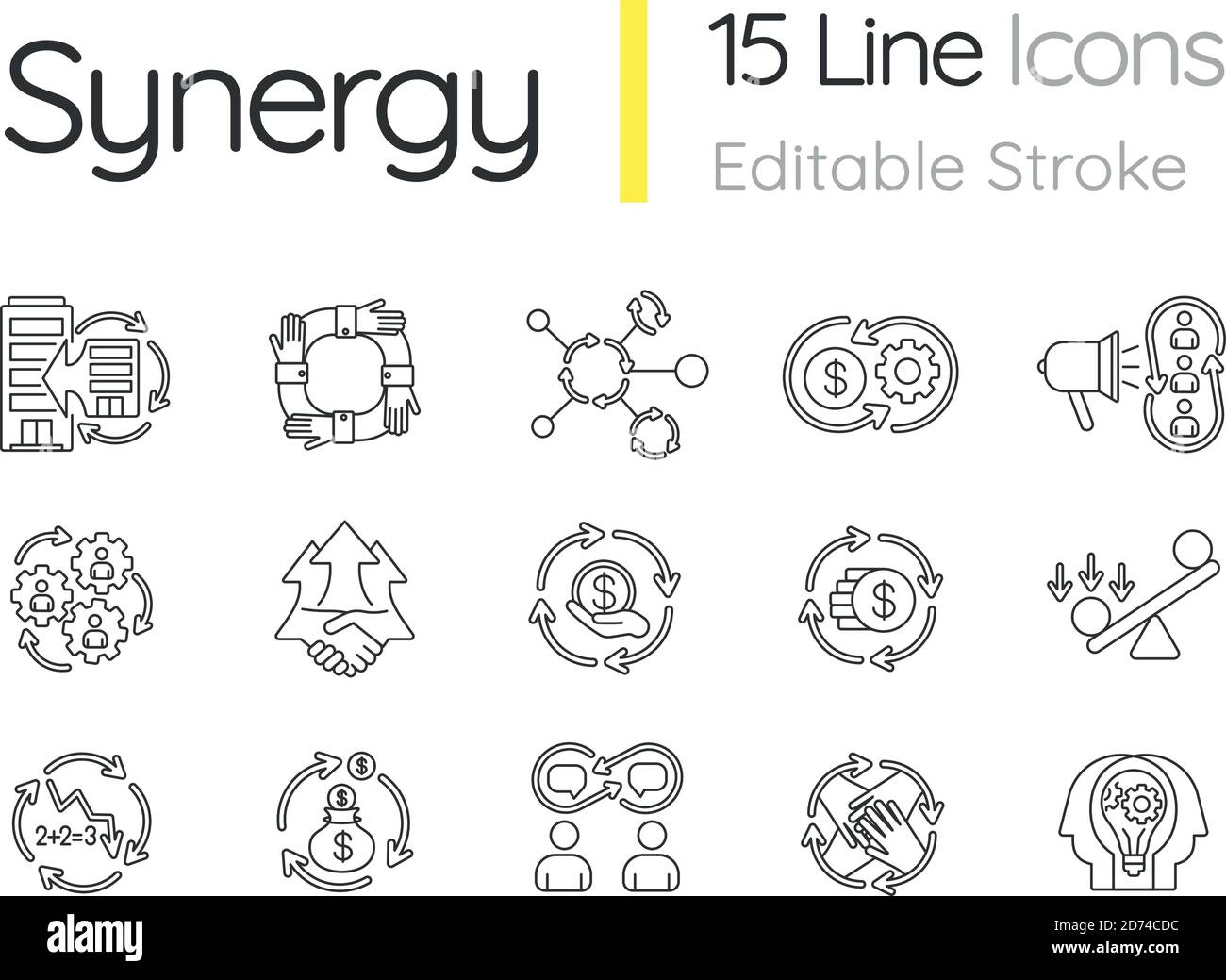 Ensemble d'icônes linéaires Synergy Illustration de Vecteur