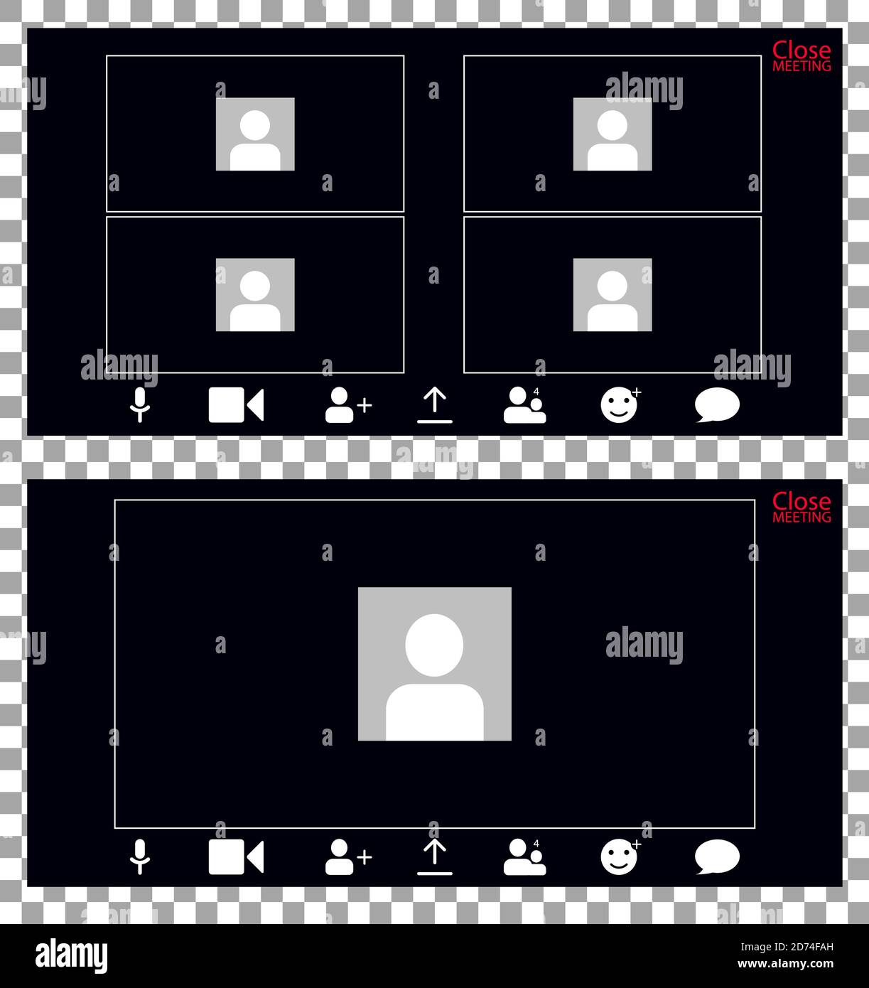 Conférence vidéo d'accueil. Capture d'écran de l'écran du téléphone. Page d'espace de travail Vector pour la visioconférence et les réunions professionnelles Illustration de Vecteur