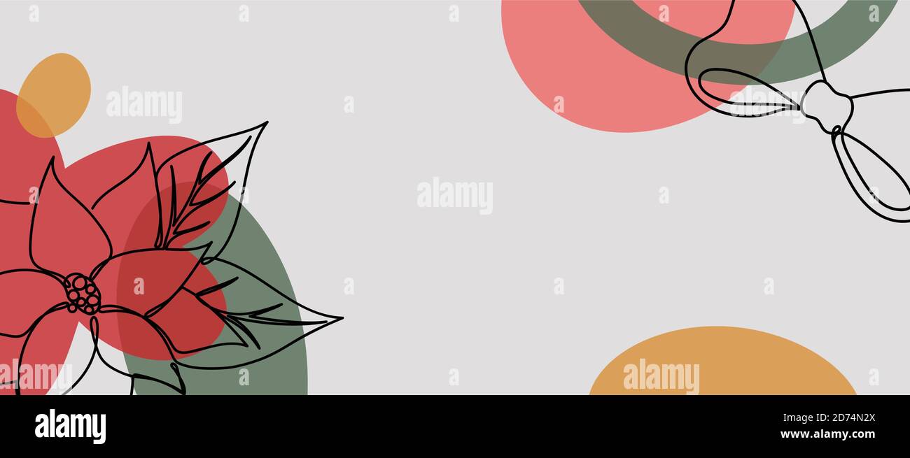 Fleur de Noël de style linéaire dessiné à la main. Illustration de Vecteur