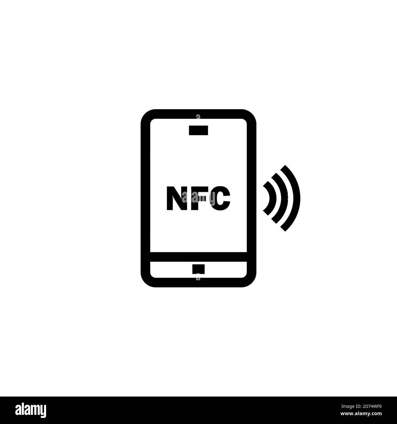 NFC avec icône de smartphone en noir. Paiement sans contact. Vecteur sur fond blanc isolé. SPE 10 Illustration de Vecteur