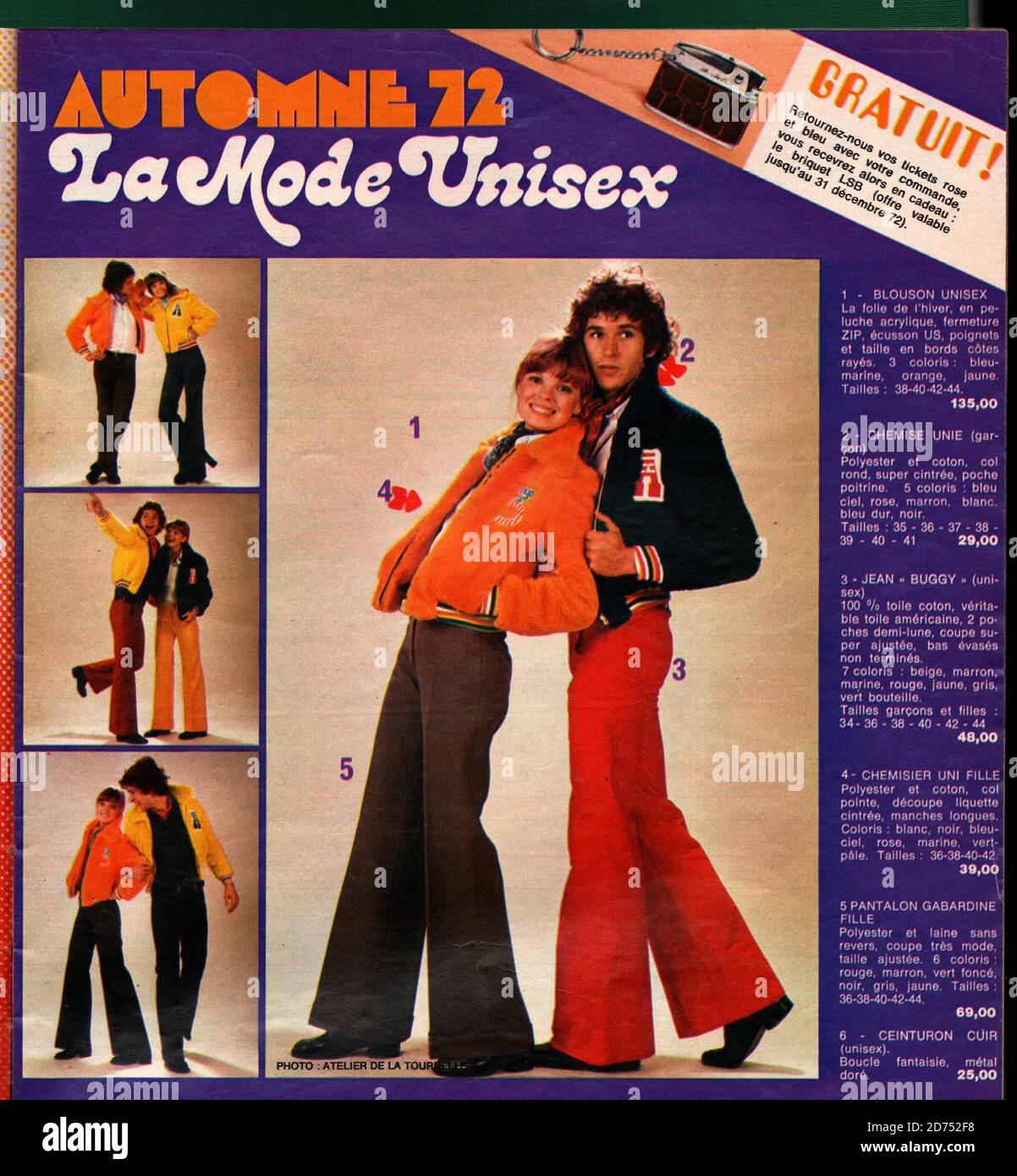 Extrait de catalogue la redoute, mode Unisex 1972 - pattes d Elephant Banque D'Images