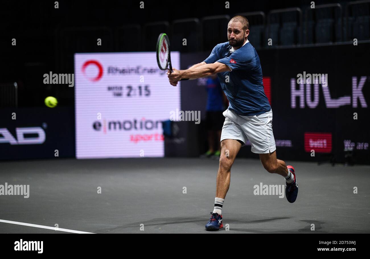 Cologne, Allemagne. 20 octobre 2020. Tennis: ATP Tour - Championnat de Cologne (ATP), individuel, hommes, 1er tour, Sandgren (USA) - P. Herbert (France). Tennys Sandgren joue le ballon. Credit: Jonas Güttler/dpa/Alay Live News Banque D'Images