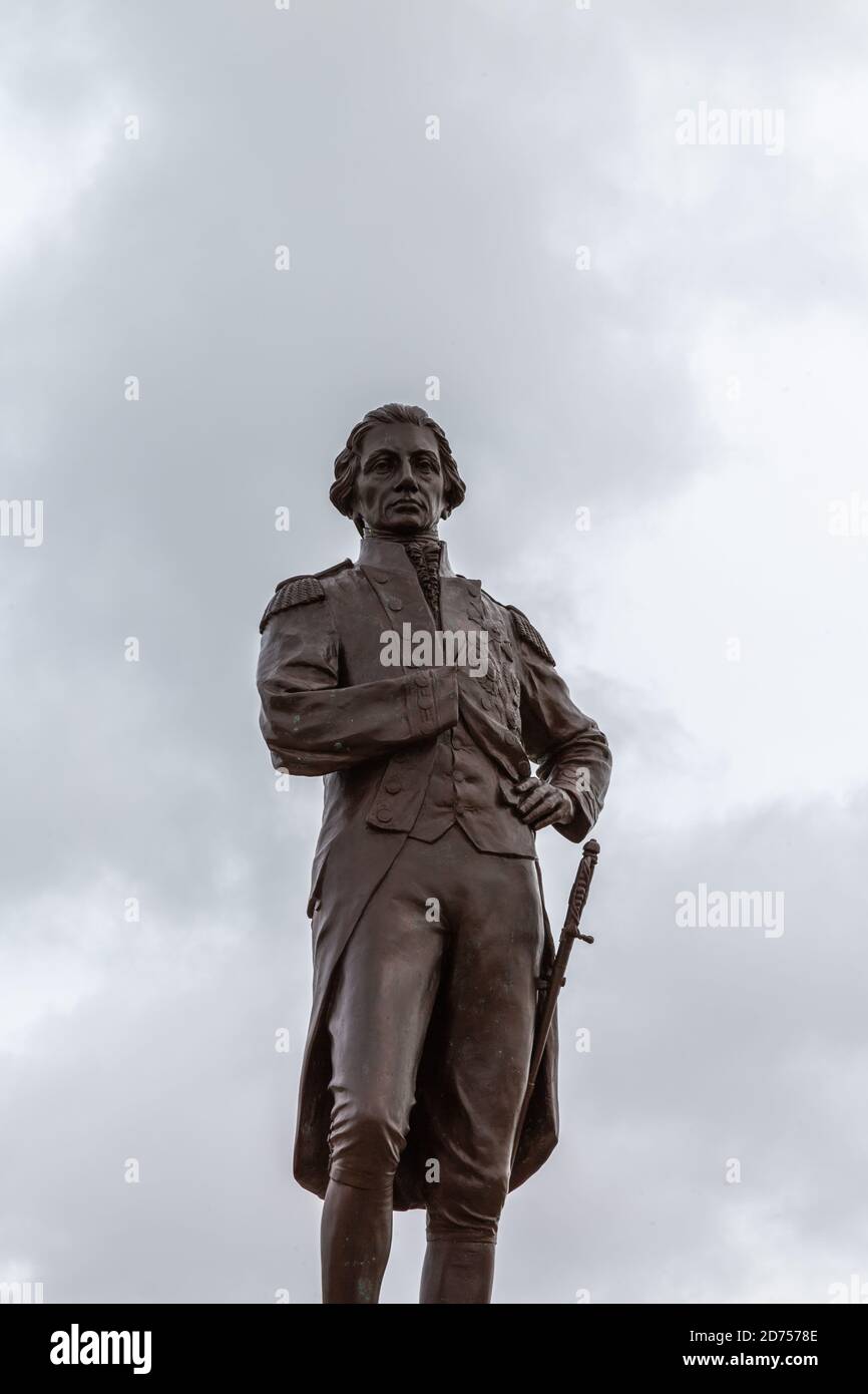 Statue de l'amiral lord Horatio Nelson à Portsmouth, Hampshire, Royaume-Uni Banque D'Images