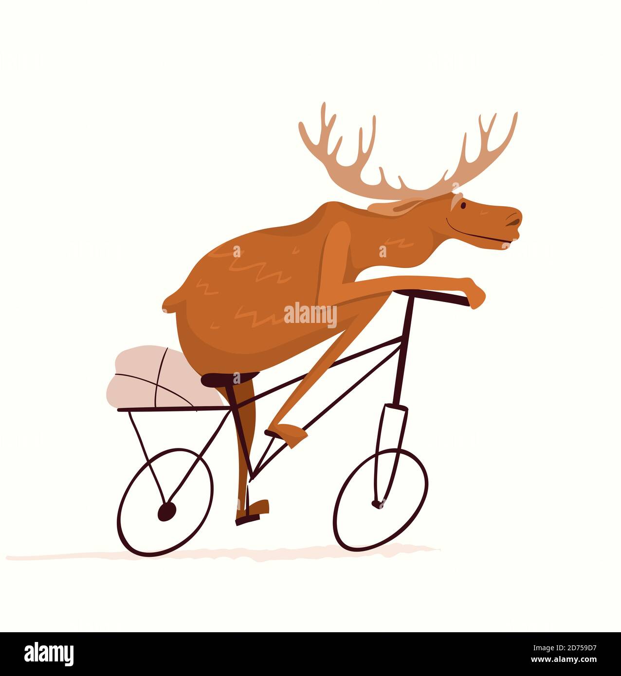 Vélo d'équitation Moose, dessin amusant de la course d'animaux de dessin animé. Illustration de Vecteur