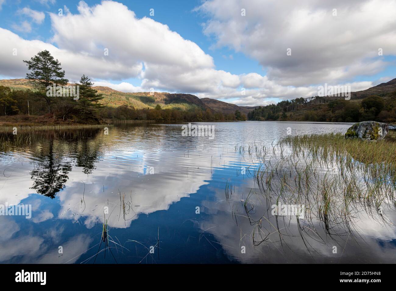 Loch Trool, parc forestier de Galloway par une journée d'automne lumineuse. Vue depuis la boucle du Loch Trool. Banque D'Images