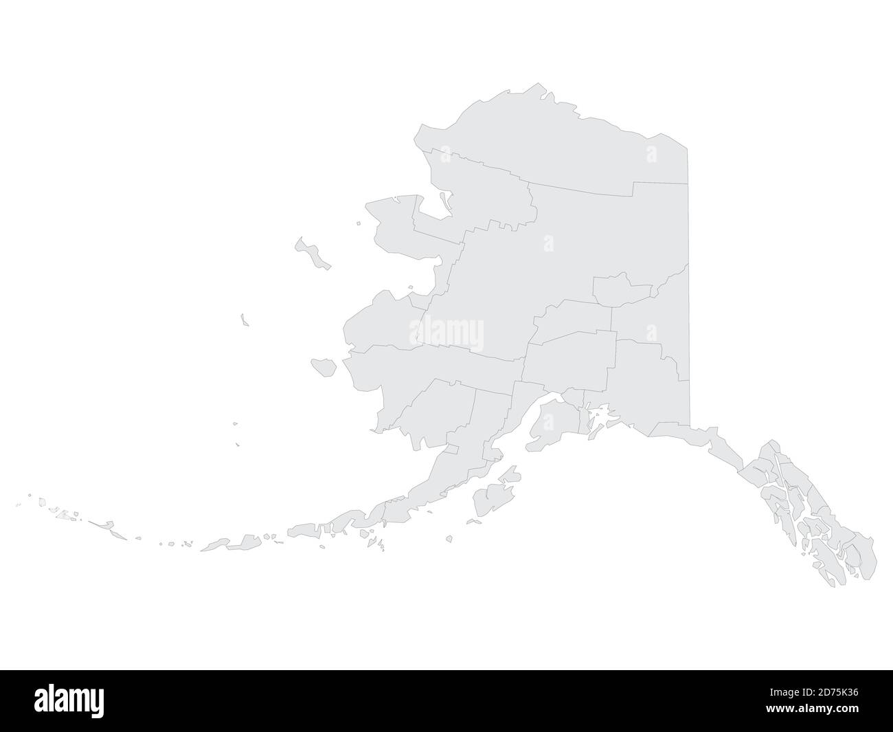 Carte des comtés d'élection à plateau gris de l'État fédéral des États-Unis De l'Alaska Illustration de Vecteur