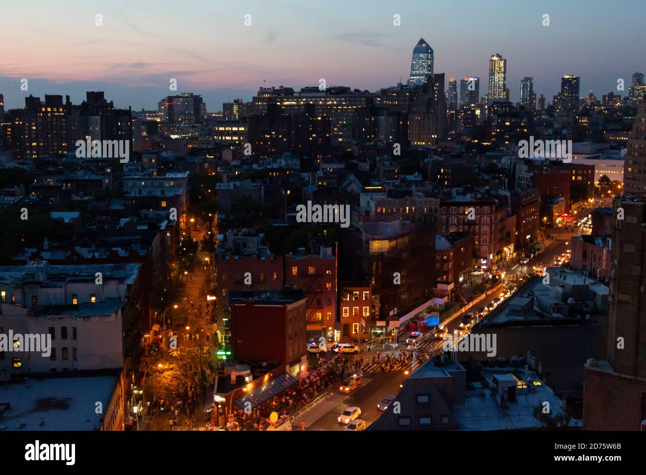 Paysage urbain à Dusk, West Village, New York, New York, États-Unis Banque D'Images