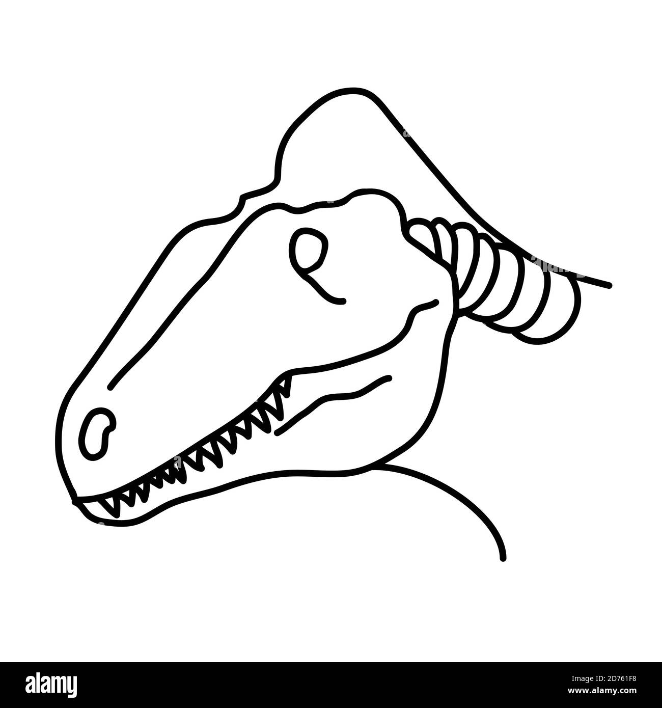 Icône Acrocanthosaurus. Style d'icône Doodle dessiné à la main ou Black Outline Illustration de Vecteur