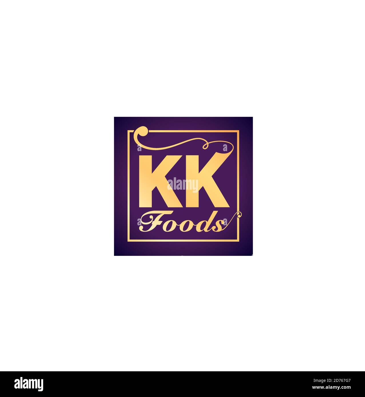 Logo KK Foods de couleur dorée. Illustration de Vecteur