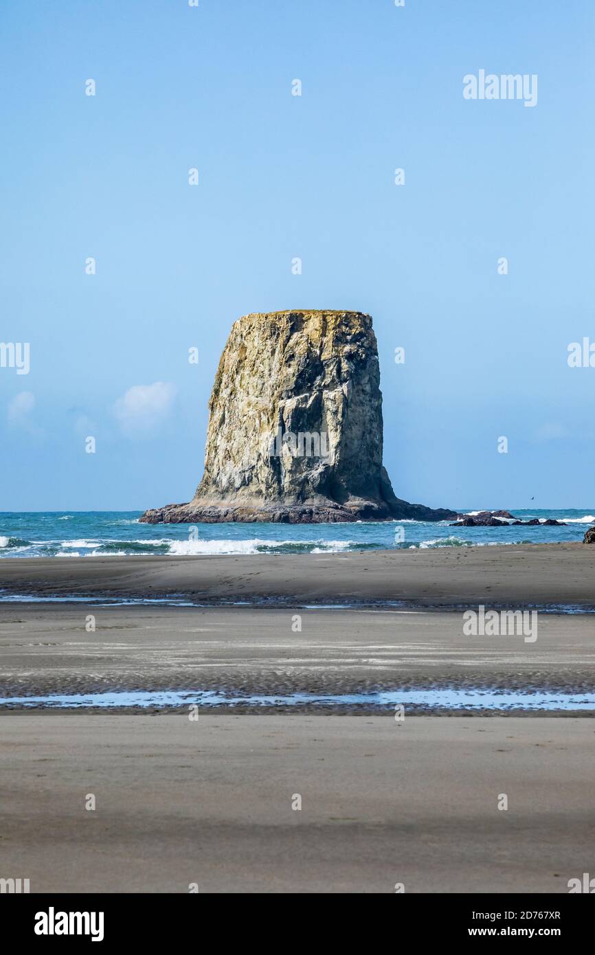 Une pile de mer au large de 2nd Beach, Olympic Coast National Marine Sanctuary / National Park, Washington, Etats-Unis. Banque D'Images