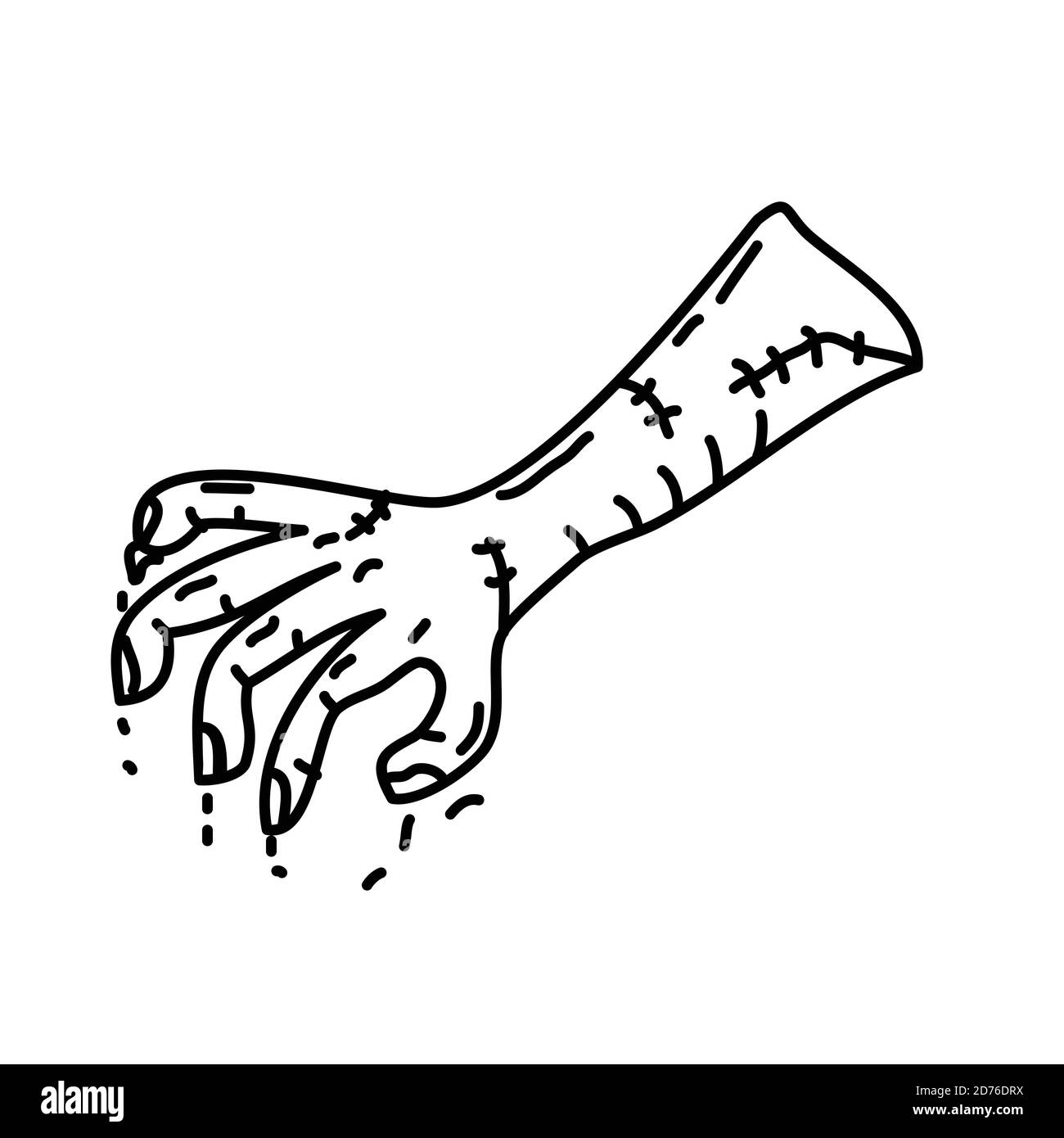 Vecteur d'icône zombie Stump. Style d'icône Doodle dessiné à la main ou Black Outline Illustration de Vecteur