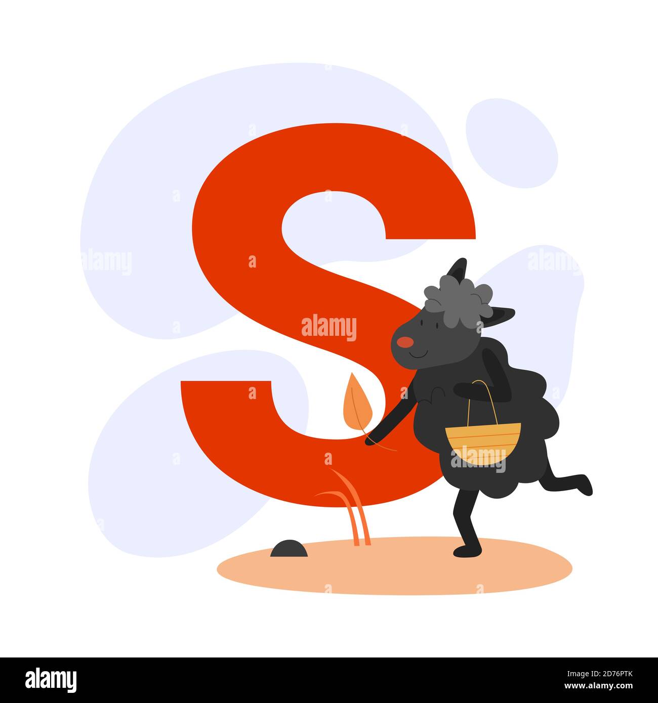 Enfants ABC alphabet animal avec lettre S et mignon Sheep. Illustration de Vecteur