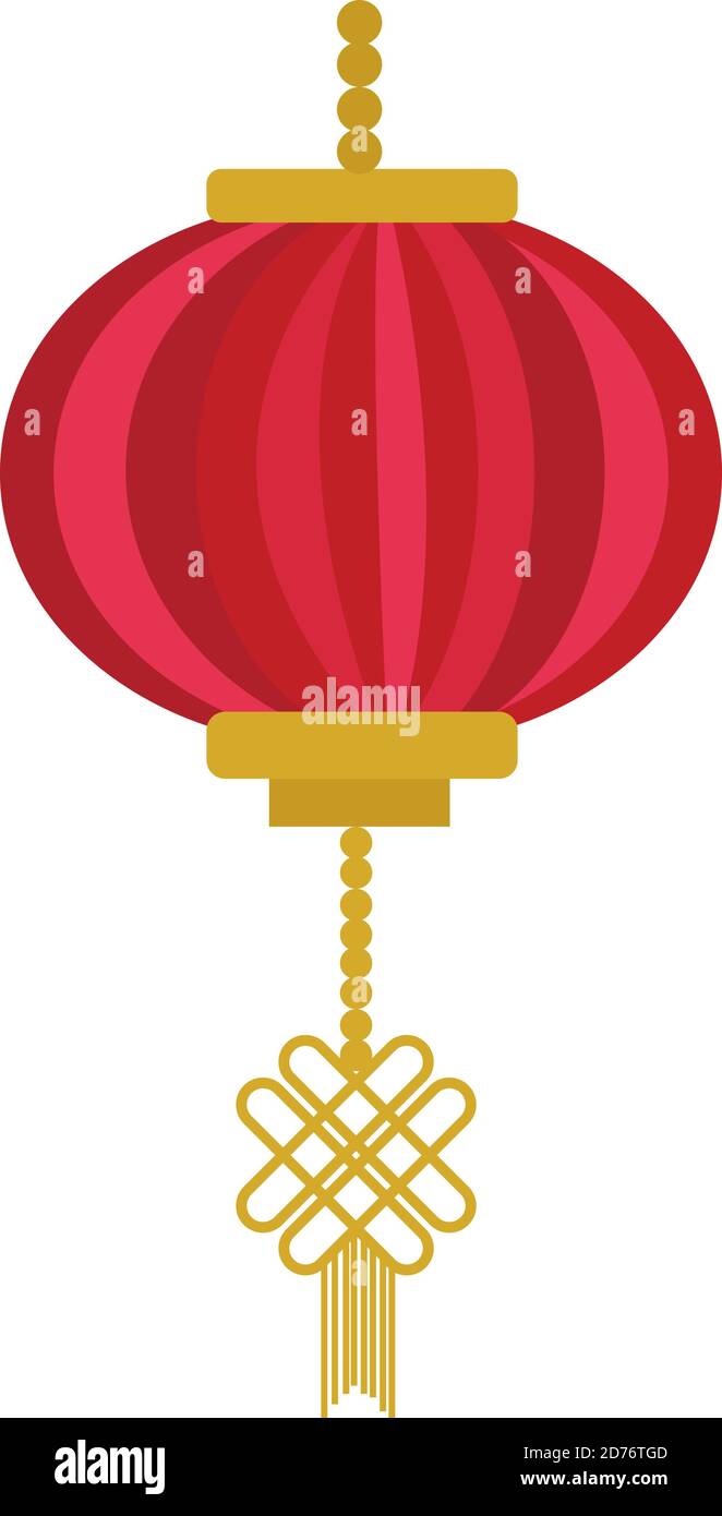 Lanterne chinoise plate, style dessin animé. Illustration vectorielle Illustration de Vecteur