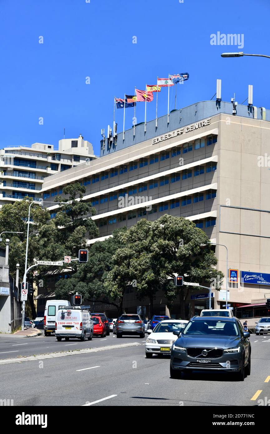 Vue sur New South Head Road à Edgecliff, Sydney Banque D'Images