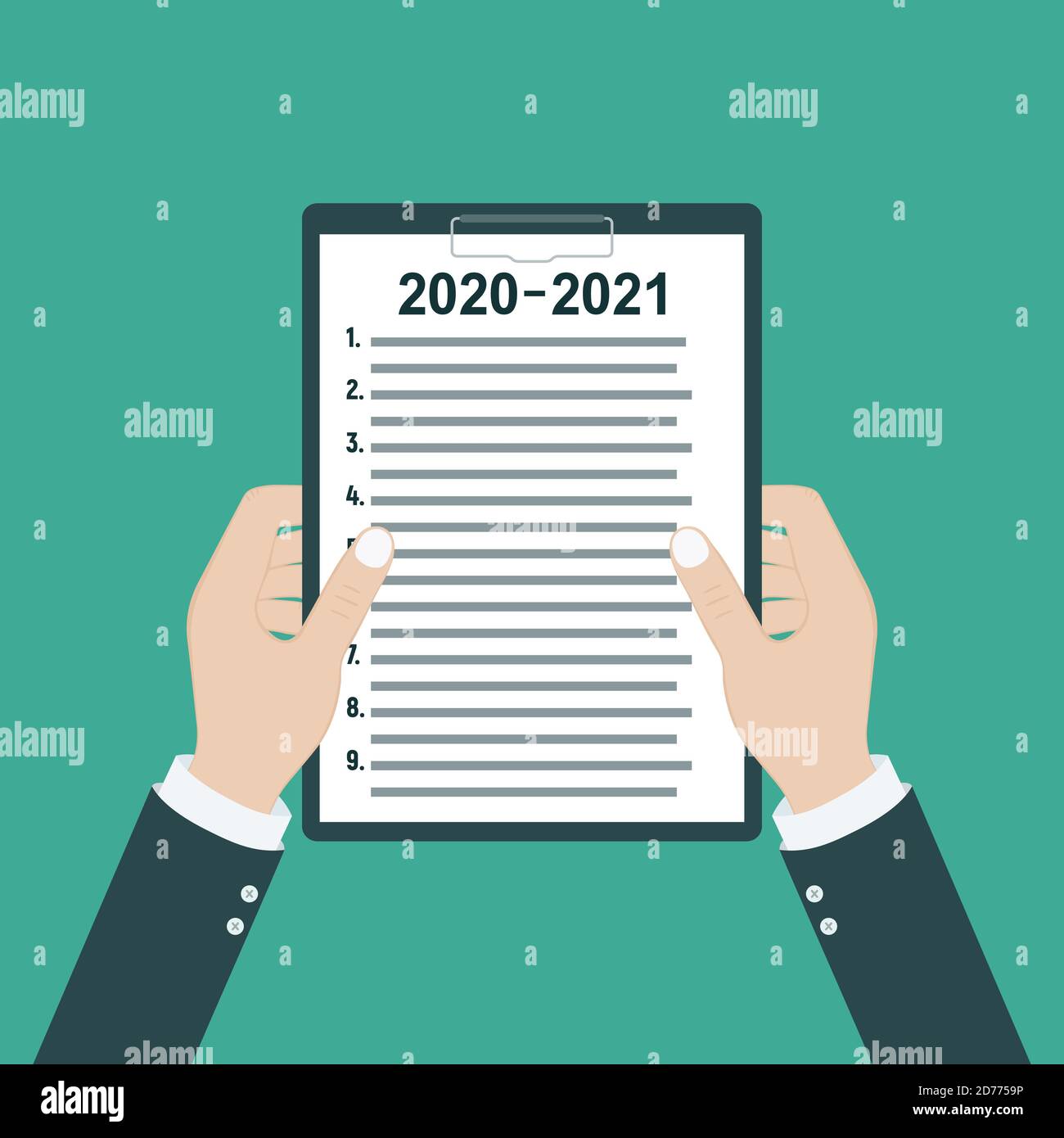 2020 - résolution de la nouvelle année 2021 et vérification de la cible dresser la liste de la planification Illustration de Vecteur