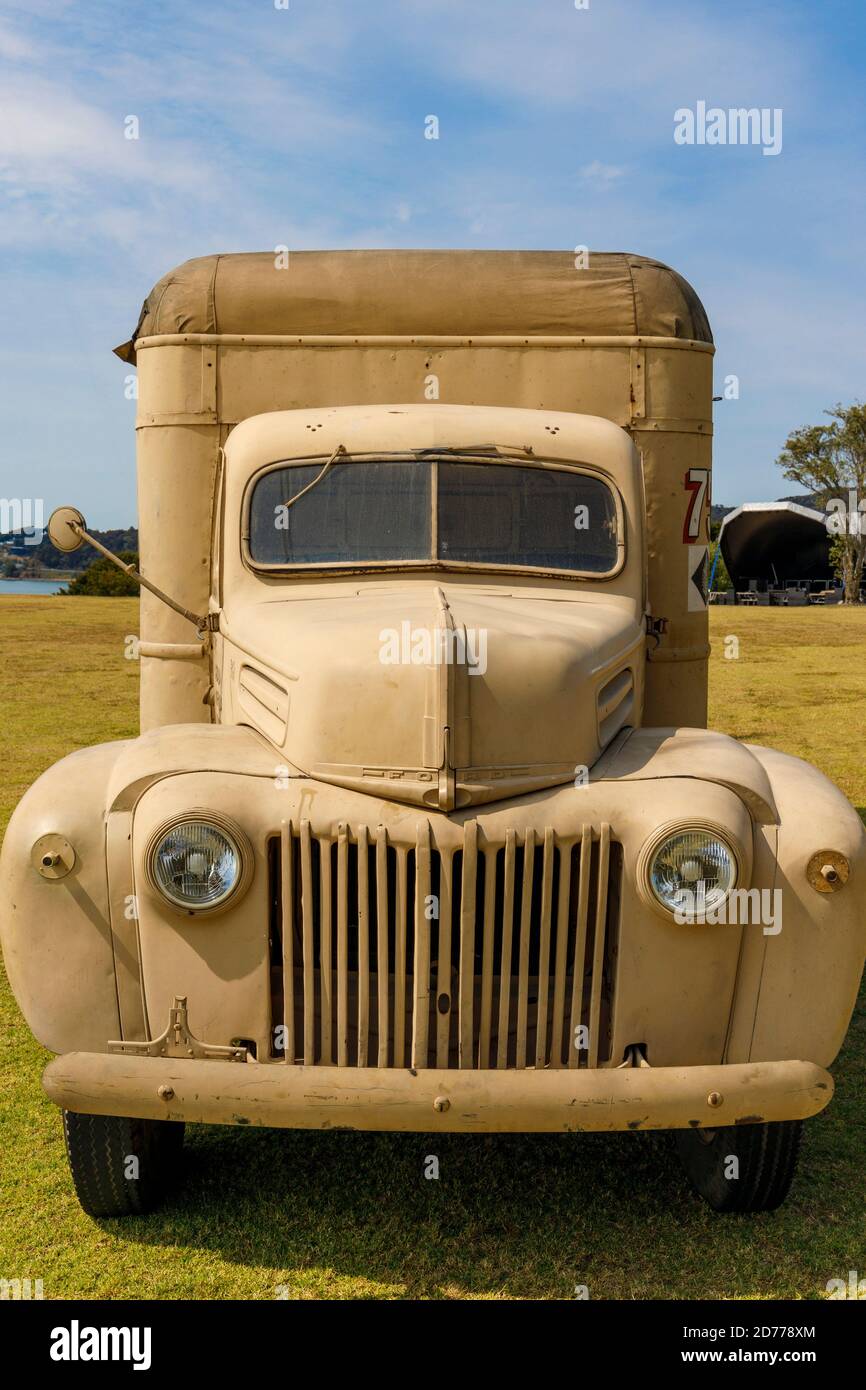 À partir de 1941, où que se soit rendu le bataillon de la Nouvelle-Zélande, cette cantine mobile Ford Truck suivrait. Aujourd'hui situé sur le site du traité de Waitangi, en Nouvelle-Zélande. Banque D'Images