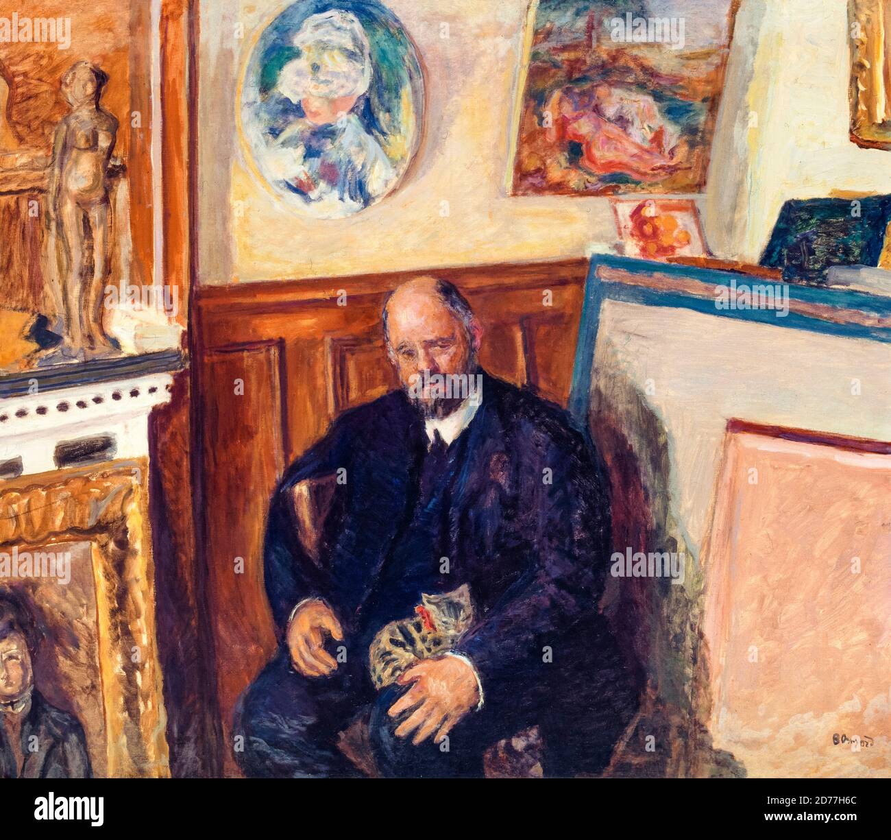 Ambroise Volard (1866-1939), avec un chat, portrait peint par Pierre Bonnard, vers 1924 Banque D'Images
