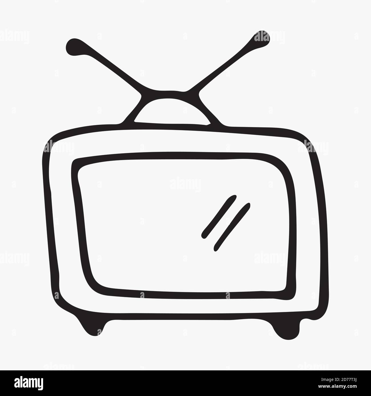 Dessin à la main avec symbole TV vectoriel Illustration de Vecteur
