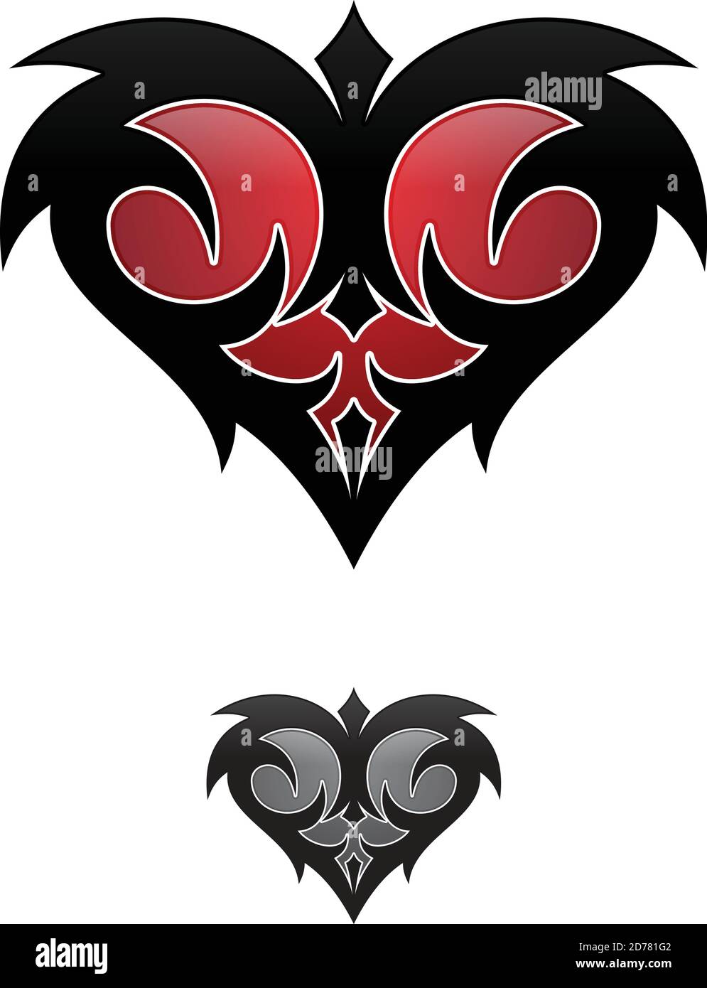 Symbole abstrait d'icône d'amour tribal pour le graphisme et le web design. Icône en forme de cœur isolée sur fond blanc. Illustration vectorielle EPS.8 EPS.10 Illustration de Vecteur